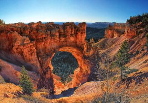 An arch forms what looks like a natural bridge at Bryce Canyon National Park