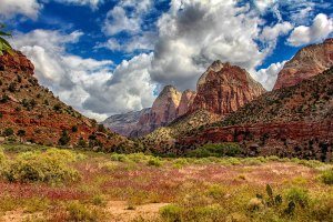 Clouds billowing above Zion National Park